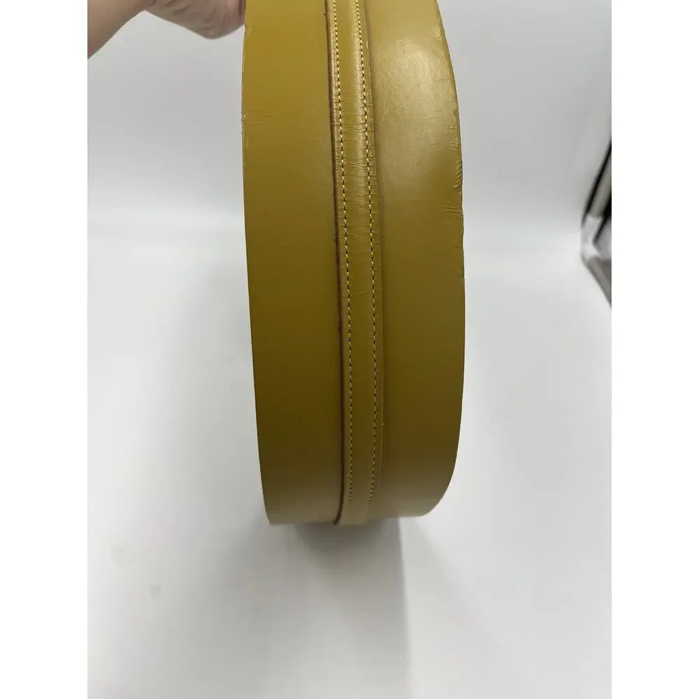 By Anthropologie wide leather corset cinch belt Plus size 1X Gold Yellow Boho